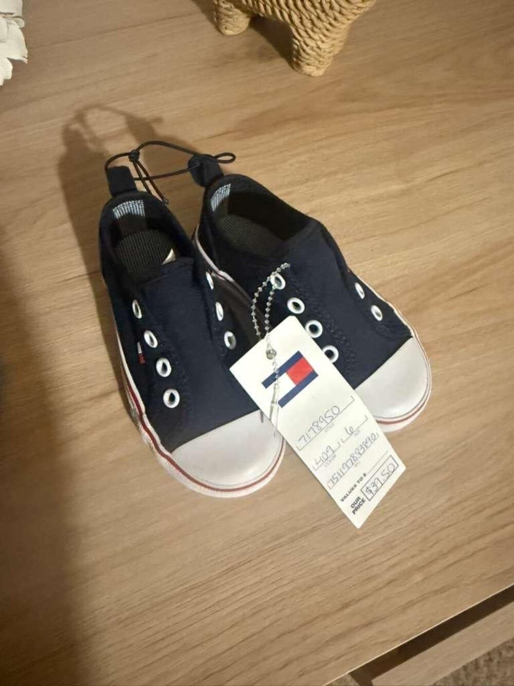 NWT Tommy Hilfiger Toddler Boys Canvas Slip-On Sneakers Navy Blue Size 6